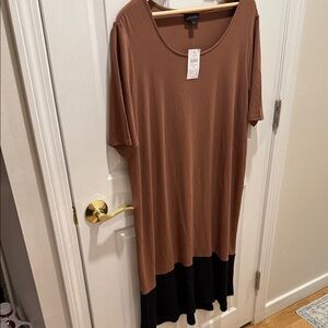 J. Jill Brown and Black oversized T Shirt Dress NWT